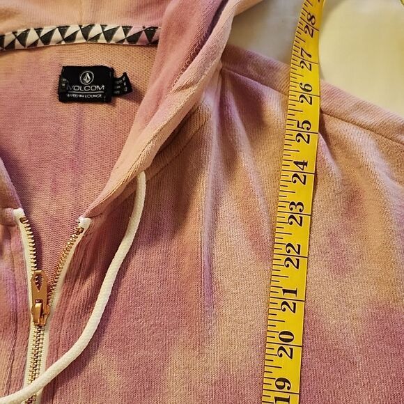 VOLCOM Women's Lived In Lounge Wear Pink Tie-Dye Full Zip Cotton Hoodie Medium - Picture 4 of 10